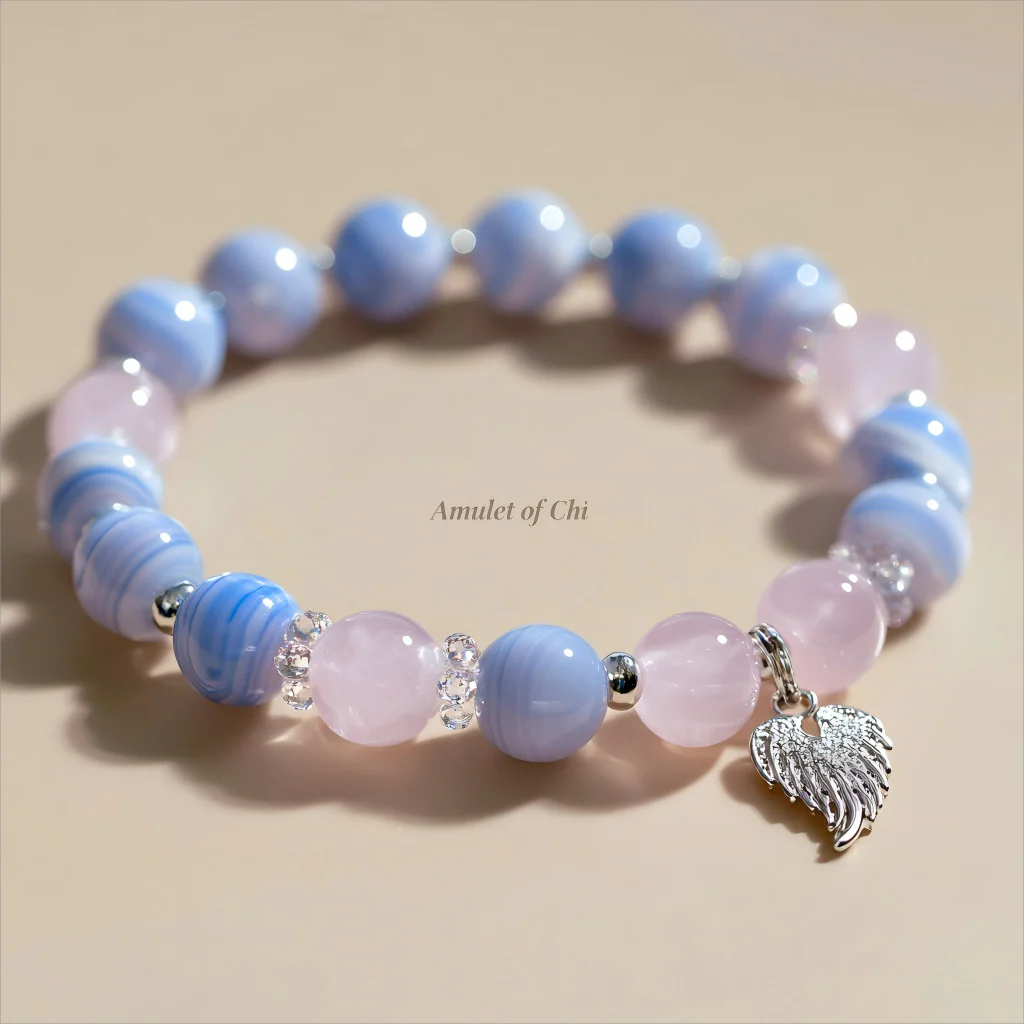 Le Gardien Sérénissime | Amulette en agate bleue et kunzite