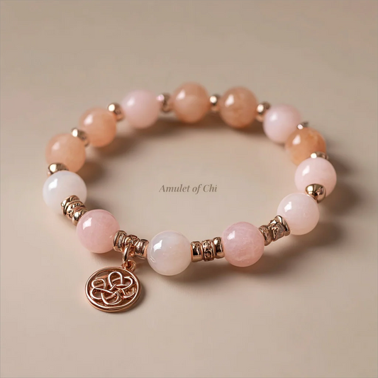La Chaîne de l'Harmonie | Amulette en morganite et opale rose