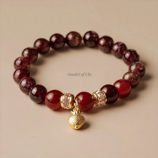 Le Vœu Éternel | Amulette en Grenat et Agate Rouge