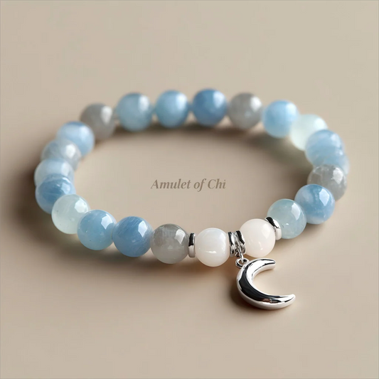 L'amulette au clair de lune | Amulette en pierre de lune et aigue-marine