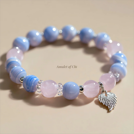 Le Gardien Sérénissime | Amulette en agate bleue et kunzite