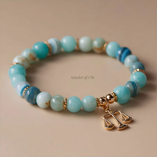 La Voix de la Vérité | Amulette en agate bleue et amazonite 